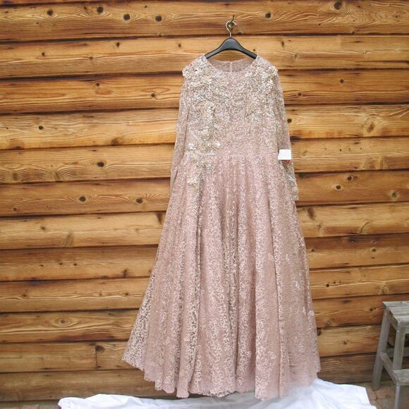 Mac Duggal 11121 Womens Pink EMBELLISHED ILLUSION LONG SLEEVE A LINE GOWN - Picture 6 of 15